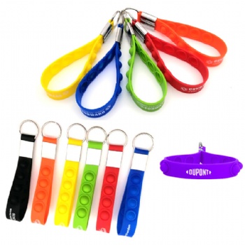 Silicone Push Pop Wristband Keychain